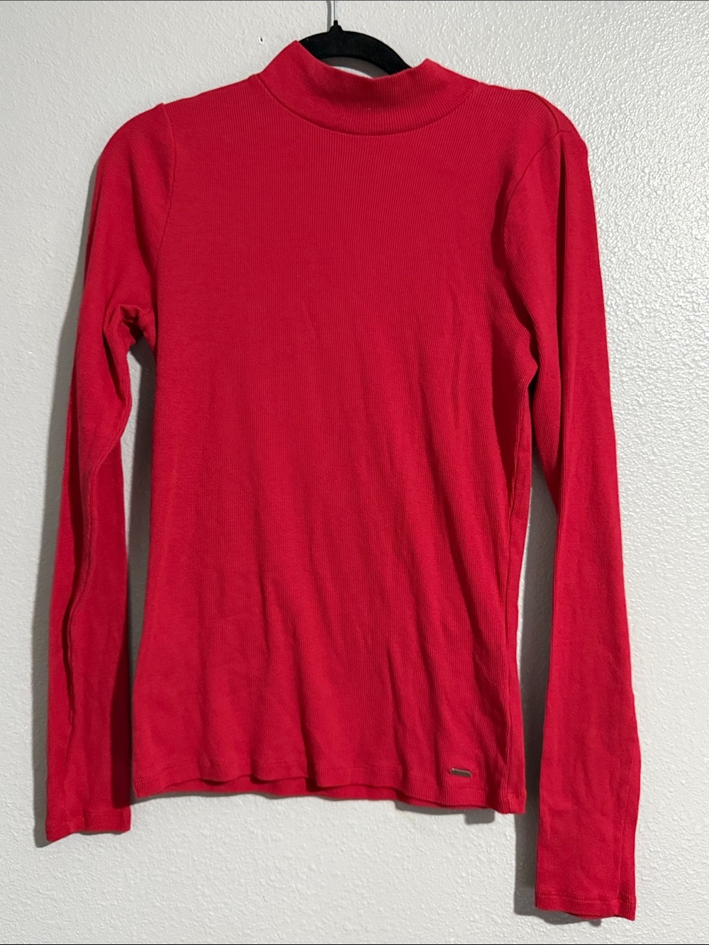 Hollister Red Long Sleeve Mock Neck Tee